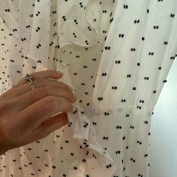 Rebecca Taylor white clip dot ruffle midi dress size 6 - Picture 7 of 13